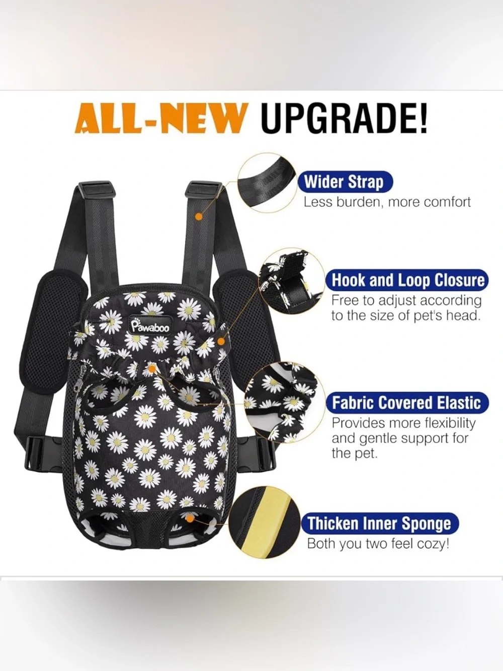 Pawaboo Daisy Print Pet Carrier Backpack,